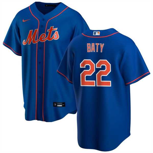 Men's New York Mets #22 Brett Baty Blue Cool Base Stitched Baseball Jersey Dzhi
